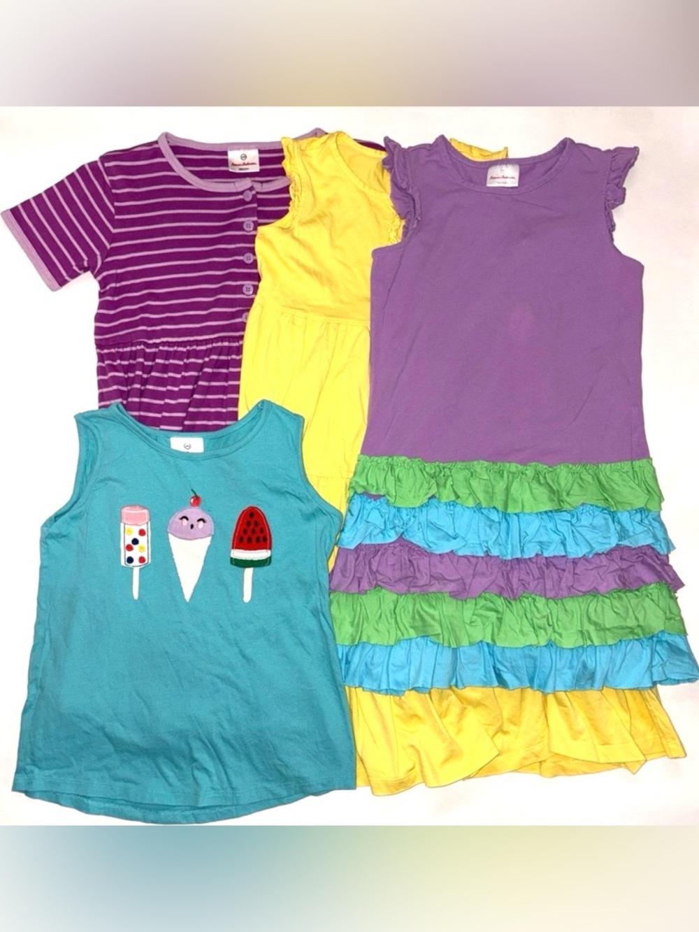 Hanna Andersson summer bundle lot sundresses play dresses top tiered ruffles 140